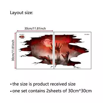 Ужасные наклейки на стену на Хэллоуин, отпечаток ладони с когтями призрака, композиция с изображением зомби-ужасов, съемное украшение для торгового центра