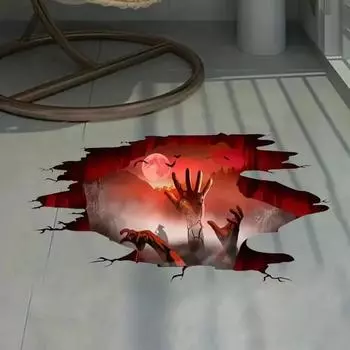 Ужасные наклейки на стену на Хэллоуин, отпечаток ладони с когтями призрака, композиция с изображением зомби-ужасов, съемное украшение для торгового центра