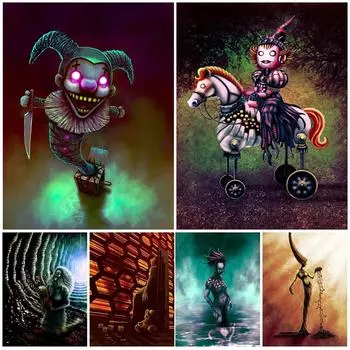 Ужасный клоунский ящик и вой банши, винтажная настенная живопись на холсте, кукольные рыцари, контролируемые колдовством, печать плакатов без рамки 21*30cm