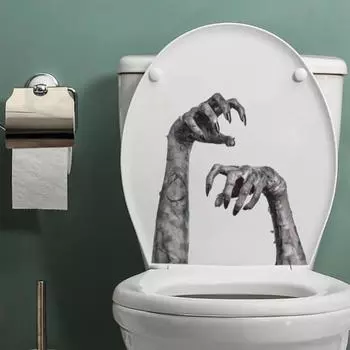 Ужасный рисунок руки наклейка на туалет Хэллоуин многоразовая водонепроницаемая рука дьявола декоративная наклейка на окно страшные принадлежности для вечеринки