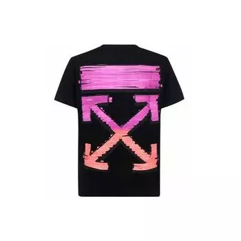 Узкая футболка Off-White Marker с короткими рукавами, черные/фуксия, мужские топы OMAA027R21JER0031032 XS