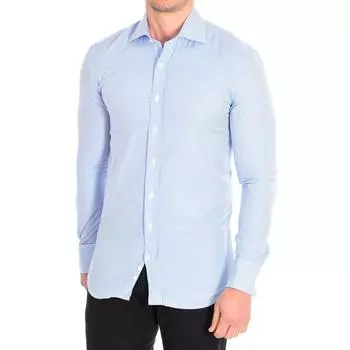 DANIELLE3 Мужская приталенная рубашка с длинным рукавом и лацканами 38 синий