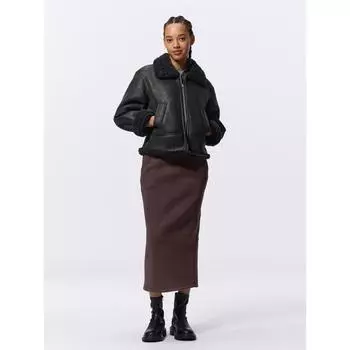 Узкая юбка-халат Gu By Uniqlo Heavyweight Sweat, стандартная длина 82,5–89,5 см, можно настроить 38 DARK BROWN/XS