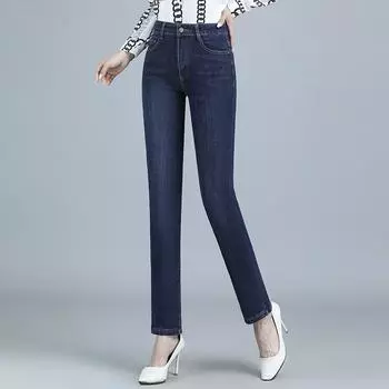 Узкие эластичные брюки для женщин среднего и пожилого возраста S темно-синий