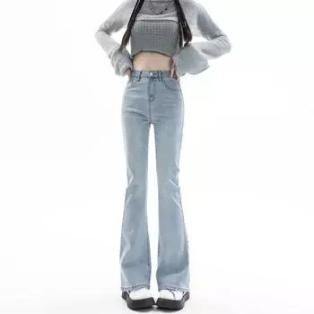 Узкие эластичные брюки-клеш с высокой талией в форме подковы, осень XS