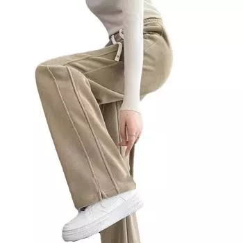 Узкие брюки-бананы широкого кроя из шенилла с клейким рисом, женские прямые брюки весна-осень-зима с высокой талией, новые повседневные брюки прилив M