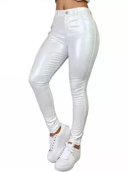 Rose Beauty A женские леггинсы из искусственной кожи с высокой талией, облегающие универсальные повседневные брюки, леггинсы, брюки XXL чёрный