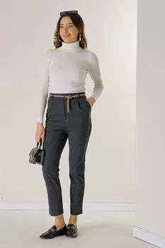 Узкие брюки в клетку с эластичным поясом и боковыми карманами