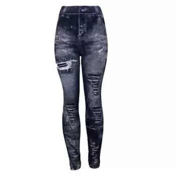 Узкие женские леггинсы из искусственного денима, эластичные брюки с высокой талией и эффектом пуш-ап M зелёный