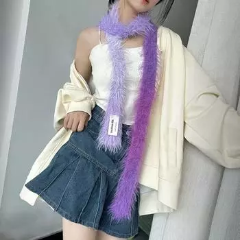 Узкий длинный шарф Harajuku, готический панк-чокер, стример, модный шарф из искусственного меха Y2K для женщин Style D