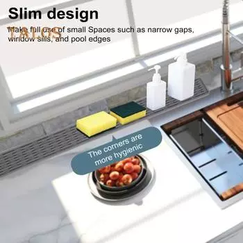 Узкий длинный силиконовый нескользящий коврик, термостойкий водонепроницаемый коврик для сушки, многофункциональный кухонный коврик для столешницы, прямоугольная мойка, сушилка для посуды светло-серый