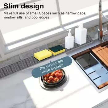 Узкий длинный силиконовый нескользящий коврик термостойкий водонепроницаемый сушильный коврик многофункциональный кухонный светло-серый