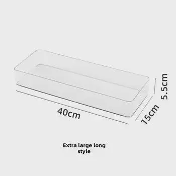 Узкий прозрачный ящик для хранения 40 см, ширина 15 см, водонепроницаемый, квадратный дизайн