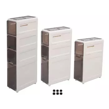 Узкий шкаф для хранения с 6 колесами, водонепроницаемый, тонкий, ящик-органайзер для ванной комнаты, прачечная, маленький 2 Tier
