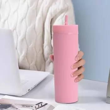 Узкий стакан с крышкой-трубочкой 16 унций непроливайка стаканы без бисфенола А с двойной стенкой изолированные светло-зеленый