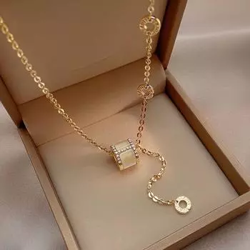 Узкое ожерелье с бахромой, женское, простое, легкое, роскошное, темпераментное, длинное, опаловое, подвеска, цепочка на ключицу, цепочка на шею, ювелирное украшение