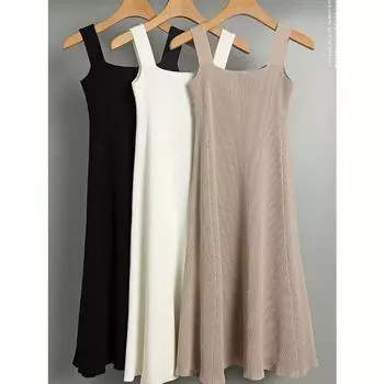 Узкое трикотажное облегающее платье на тонких бретельках для женщин L чёрный