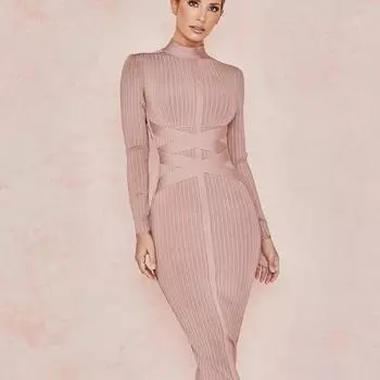 Узкое зимнее платье с длинной юбкой в стиле ретро в европейском и американском стиле для женщин Small