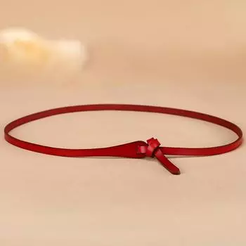 Узловатый женский кожаный пояс из воловьей кожи, тонкий декоративный модный маленький пояс, узкий пояс для юбки 102cm красный