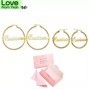 Uzone 25 мм -100 мм индивидуальные именные серьги-кольца для женщин персонализированная табличка из нержавеющей стали Brincos модные ювелирные изделия оптом