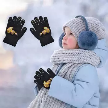 Узор автомобиля Утолщенные детские перчатки для мальчиков с полным пальцем Детские перчатки Велосипедные варежки Детские варежки 03