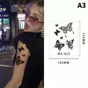 Узор бабочки травяные одноразовые татуировки наклейки водонепроницаемые женские прочные наклейки покрывающие шрамы имитация татуировки