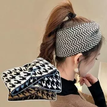 Узор «гусиная лапка» Женская повязка на голову Аксессуары для волос Для женщин Широкополый стиль Обруч для волос Ободок для волос