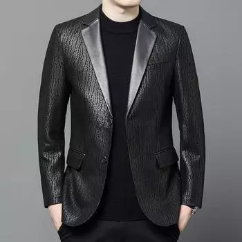 Узор из коры, осенне-зимний новый мужской костюм из натуральной кожи, куртка из коровьей кожи L