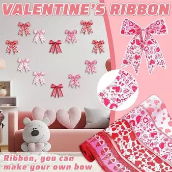 Узор из лент ко Дню святого Валентина Украшение из проволочной ленты в форме сердца Лента с проволочным краем Сделай сам Поделки Упаковка Свадьба One Size