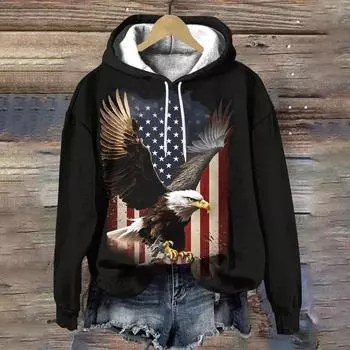 Узор орла США осень/зима повседневные пуловеры толстовки модные уличные женские толстовки свободная женская одежда топы S