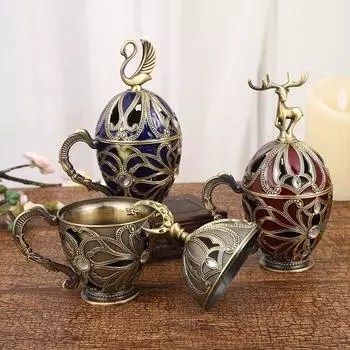 Узор Полая Древняя Голубая Курильница Домашнее Настольное Украшение moon красный