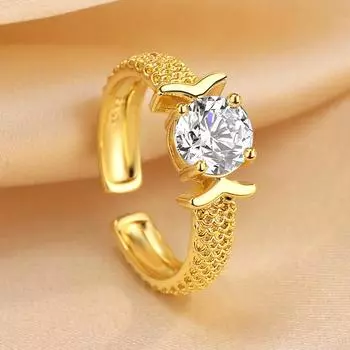 Узор рыбы обмотка простое персонализированное кольцо Ins женские высококачественный дизайн чувство моды изысканное циркониевое кольцо отверстие регулируемое opening adjustable