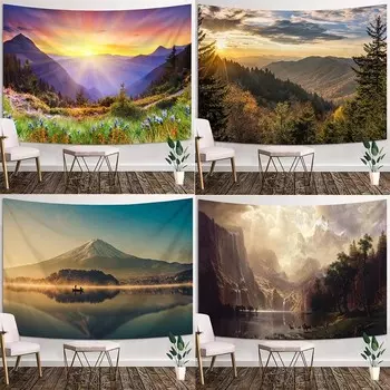 Узор «Утренний восход солнца на вершине горы» для украшения стен в доме, гобелен для спальни, гостиной, гобелен 100x75cm