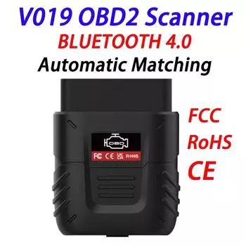 V019 Obd2 автомобильный сканер Bluetooth сканер автоматический диагностический инструмент Elm327 код неисправности двигателя диагностический декодер для IOS/Android 1PC чёрный