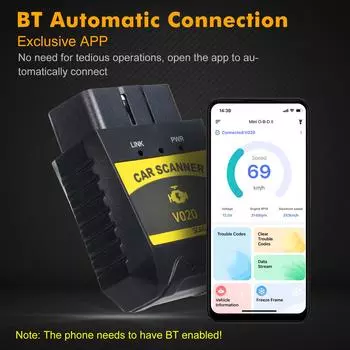 V020 BT 4.0 считывает автомобильный сканер диагностический сканер инструмент для AndroidPC считывает коды ошибок двигателя для автомобиля чёрный
