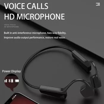 V11 Беспроводные наушники костной проводимости Bluetooth с защитой от пота и вкладышами Спортивная гарнитура на открытом воздухе чёрный