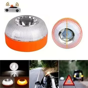 V16 Explosion Flash LED White Emergency Light Yellow Car Traffic Warning Light Flashing Light with Battery Strong Magnetism красный
