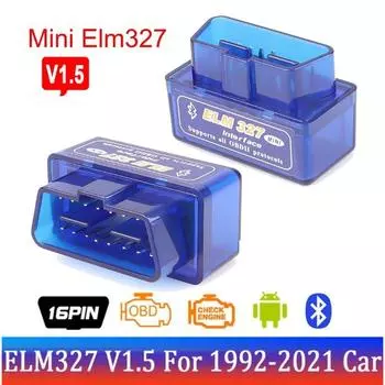 V1.5 OBD2 сканер Bluetooth ELM327 инструмент для автоматического считывания кодов автомобильный диагностический инструмент MINI Inter Face Check Engine V1.5 для автомобиля 1992-2021 гг.