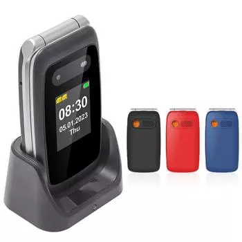 V202T раскладной телефон с двумя экранами, большими кнопками, аккумулятором 1450 мАч, экстренным вызовом, фонариком, двумя SIM-картами, Bluetooth 4G, мобильный телефон чёрный