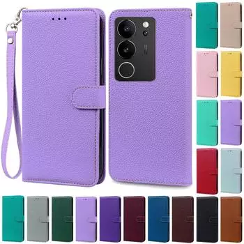 V29 Lite Case For Vivo V29 5G V 29 Pro Case Leather Wallet Flip Case For Vivo V29E Cover Coque Fundas For Vivo V29 Lite Case For Vivo V29 Lite светло-фиолетовый