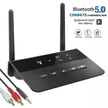 V2.0 CSR8675 Bluetooth 5,0 80M без потерь Aptx с низкой задержкой RCA Aux стерео аудио передатчик приемник беспроводной ТВ музыкальный адаптер Bluetooth v5.0