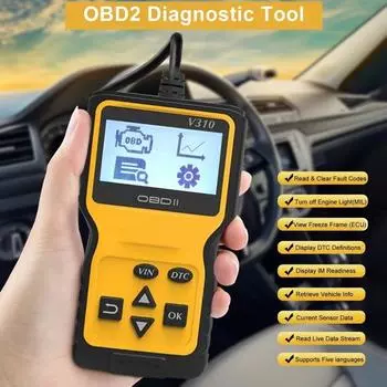 V310 OBD считыватель кодов OBD2 сканер проверка автомобиля диагностический инструмент неисправности двигателя автомобильный сканер многоязычный считывание данных в реальном времени VIN