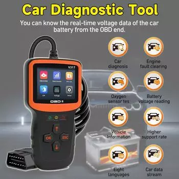 V317 цветной экран OBD2 диагностический инструмент автомобильный сканер машина автомобильный считыватель кодов проверка неисправностей двигателя чёрный