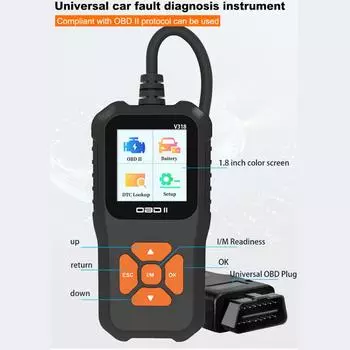 V318 OBD2 сканер 1,8-дюймовый цветной экран 10 языков считыватель кодов неисправностей автомобильный диагностический инструмент