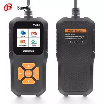 V318 OBD Code Reader Автоматический сканер с цветным экраном, 10 языками и 9 протоколами для обнаружения неисправностей