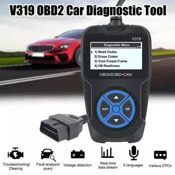 V319 OBD 2 сканер цифровой дисплей автомобильные диагностические инструменты автомобильные аксессуары OBD2 считыватель кодов диагностический прибор двигателя чёрный