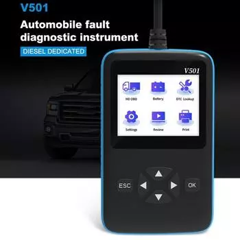 V501 Считыватель кодов для легковых и грузовых автомобилей OBD 2 Автомобильный диагностический автоматический инструмент J1939 Сканер для тяжелых грузовиков Поддержка печати V501
