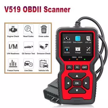 V519 OBDII считыватель кодов автомобильный диагностический сканер автомобильный ODB2 тестер напряжения OBD 2 сканер автомобильные инструменты PK ELM327 V1 5