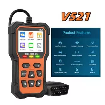 V521 OBD2 сканер профессиональная автоматическая система диагностики двигателя пожизненный бесплатный считыватель кодов EOBD автомобильный диагностический инструмент обновление PK V520