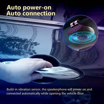 V5.3 Bluetooth-динамик, автомобильный комплект громкой связи, крепление на солнцезащитный козырек, беспроводной аудиоприемник, громкий музыкальный плеер с микрофоном чёрный